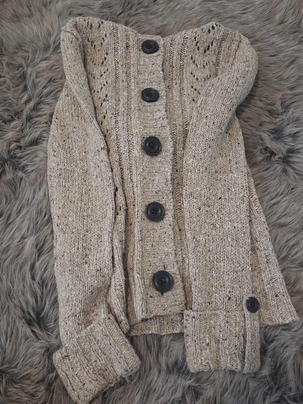 Maurices Beige Button-Front Knit Cardigan
